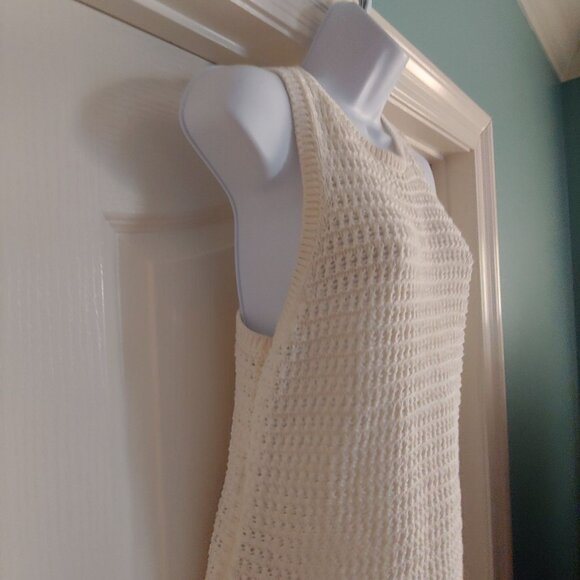 Madewell Crochet-Knit Crewneck Sweater Tank Layer Preppy M Ivory - Picture 4 of 8